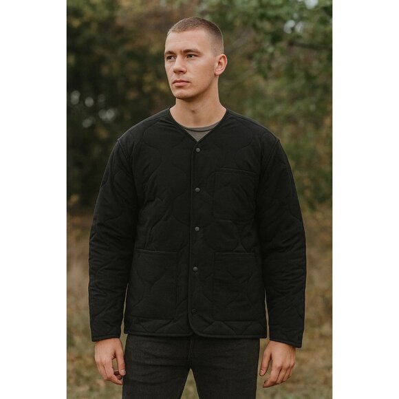 Original Use Mens Large Quilted Snap-Front Jacket In Black - Picture 7 of 7